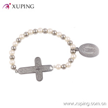 Perles de charme Fashion perles imitation bijoux en acier inoxydable Bracelet avec croix et conception humaine -Bangle-47